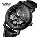 WINNER 284 2019 New Fashion Casual Automatic Mechanical Watch Men Skeleton Dial Leather Strap Sports Watches Top Brand Luxury